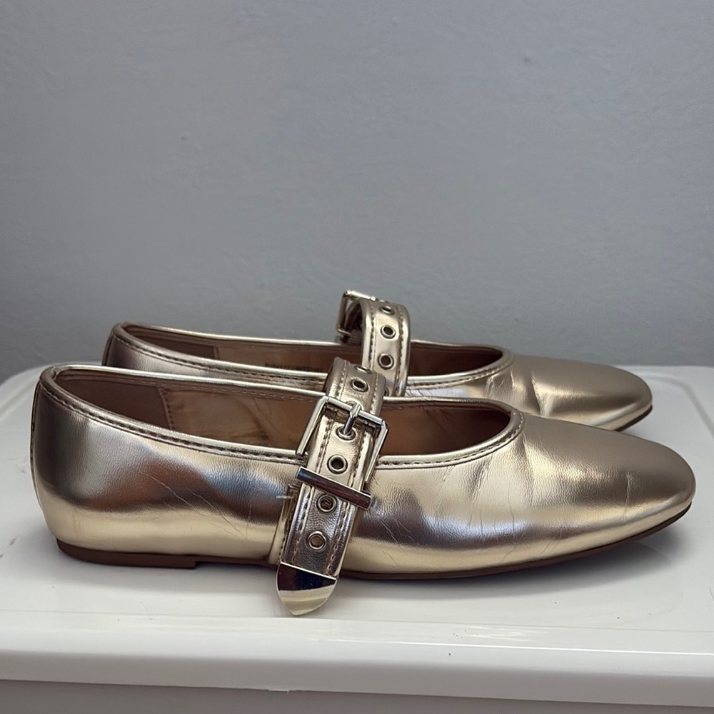 Gold Metallic Mary Jane Flats
